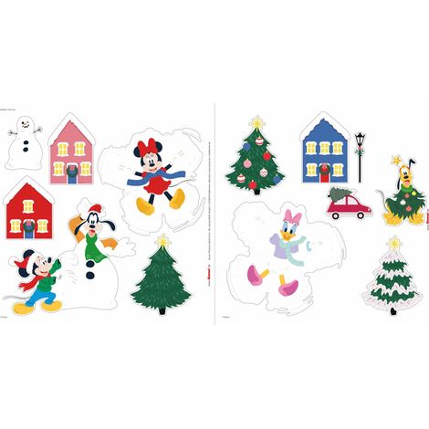 Komar Fenstersticker - Disney Mickey Mouse Joyful - 30 x 30 cm - Mehrteiliges Stickerset