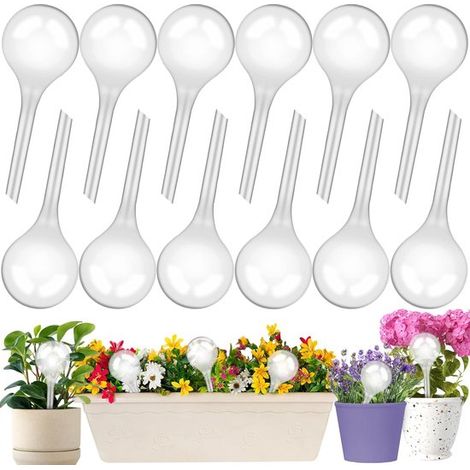 Lot de 12 boules d'arrosage transparentes pour plantes – Arroseurs automatiques pour plantes d'intérieur, plantes de jardin et pour les fêtes (1/5)