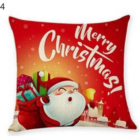 TAIE OREILLER Cushion Cover Soft Texture Easy Use Flax Christmas Printed Sofa Pillow Slipcase Home Supplies style-44 (1/2)