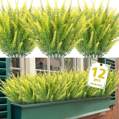 Fleurs de lavande artificielles, 12 lots, résistantes, aux UV, ne se décolore pas, Imitation plante en plastique (1/5)