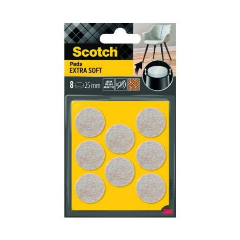 Scotch Filzgleiter beige, 8 Stück, selbstklebend, 25 mm