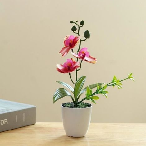 Orchidée Artificielle - Hauteur 26 cm - Pot Céramique 7,5 cm - Couleurs Réalistes - Usage Intérieur Salon Chambre Bureau - 1 Pièce