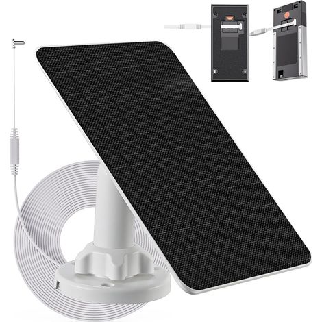 Panneau solaire 3W avec batterie 4000mAh intégrée, port USB-C, IP65, câble de chargement de 13,2 pieds, compatibilité parfaite avec la sonnette Battery Doorbell (2024 Release), pas besoin d'enlev (1/5)