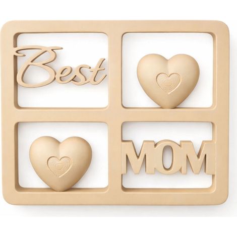Cornice decorativa a forma di finestra con la scritta "Best Mom" in beige (1/3)