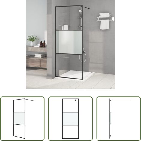 vidaXL Verre ESG -  Paroi de douche Noir 80x195 cm Verre ESG demi-dépoli (1/5)