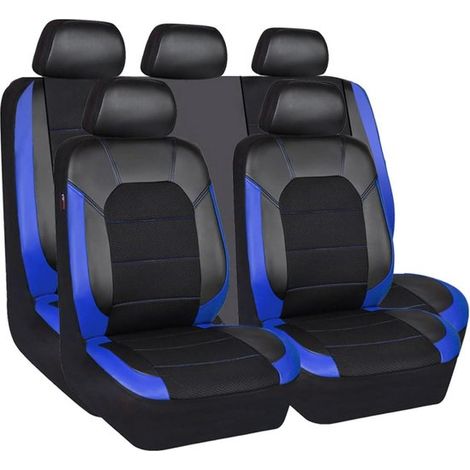 Fundas universales para asientos de coche de cuero y malla transpirable 3D - Negras (1/5)