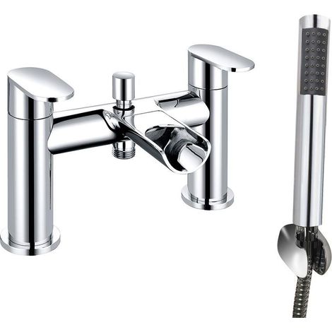 Aquariss Bathroom Watefall Double Handle Mixer Monobloc Tap with Handheld Shower Head Chrome (1/3)