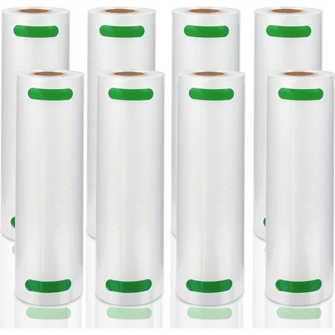 Sacs sous Vide Alimentaire 8 Rouleaux, 20 X 600 CM pour Appareil de Mise sous Vide, Réfrigérateur, Réutilisable rouleaux sous vide