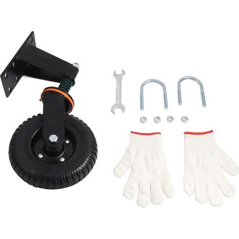 Roulette universelle en caoutchouc à ressort pour portail de clôture, amortisseur de chocs, pour terrains variés, capacité de charge de 272 kg, noire (1/5)