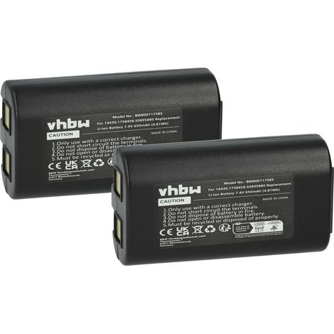 vhbw 2x Battery compatible with Dymo LabelManager PnP, 260, 260P, 280 Printer Copier Scanner Label Maker (650 mAh, 7.4 V, Li-Ion) (1/4)