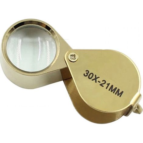 Loupe Main - 30 X - Lentille 21 Mm - Cadre Métal Argenté - Usage Quotidien - 42 X 25 X 18 Mm - 1 Pièce (1/5)