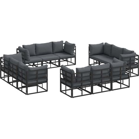 Maison Exclusive - Set Divano da Giardino 12 pcs Nero Metallo