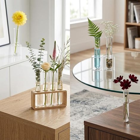 Vase Hydroponique À Tubes À Essai pour Boutures De Plantes Support De Propagation Vases en Verre Présentation Murale pour Enracinement 7.09 X 1.18 X 1.18 in (1/2)