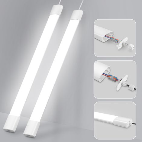Oraymin Pack de 2 Réglettes LED 150cm 45W 5000lm - Étanche IP65 - Blanc Neutre 4000K - Liaison en Série (Connectables) - Clips Inox - Idéal Garage, Atelier, Industrie (1/5)