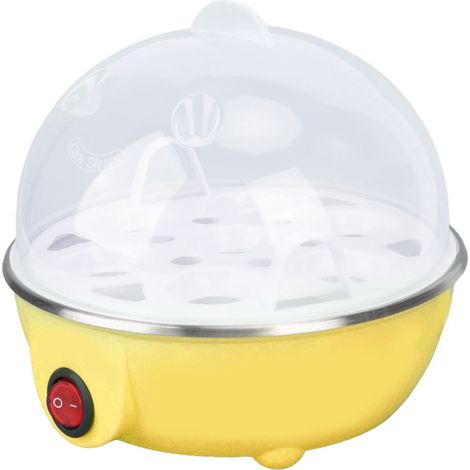 Cuiseur à œufs de poule - Permet de cuire jusqu'à 7 gros œufs durs - Système anti-surchauffe - Arrêt automatique - Cuiseur à œufs pochés avec plaque chauffante - Prise US 110 V - Jaune (1/5)