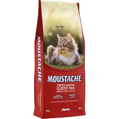 CROCCANTINI PER GATTI 'MOUSTACHE GUSTO TRIS' pesce, pollo e manzo - kg 20  - MONGE