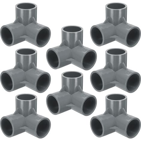 8Pcs PVC Pipe Fitting 3 Way 1-1/4" Tee Elbow Connector Pipe Furniture Construction Grade Coupling 90 Degree Fittings for Sewer Plumbing Drain Supply, Grey (1/5)