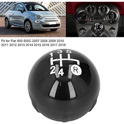 Pommeau de Levier de Vitesses,Kit de Remplacement avec Couvercle Décoratif, Convient pour Fiat 500 500C 2007 2018 LHD RHD (1/3)