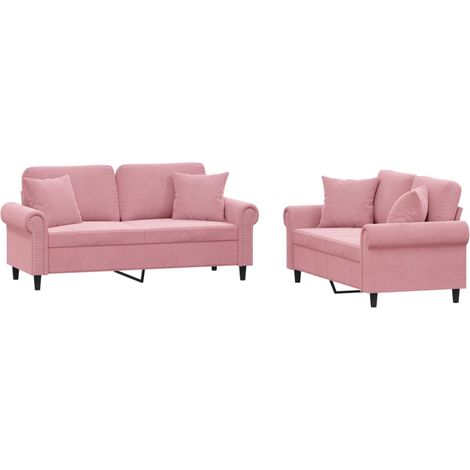 Maison Exclusive - Set di Divani 2 pz con Cuscini Rosa in Velluto