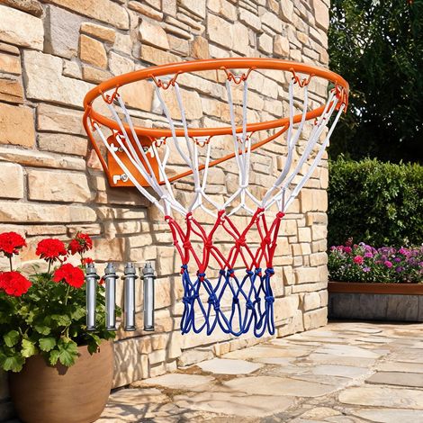 Anneau de basket 45,72 cm avec filet fixation murale en fer (1/5)