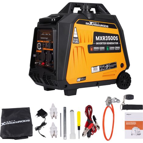 [NEUWERTIG] Inverter Stromgenerator 3500W LPG/Benzin Elektrostart 4 Takt mit USB und 230V Steckdosen Gas Stromerzeuger Generator Digitaler leise leicht als Notstromaggregat für Camping Reise maXpeedin