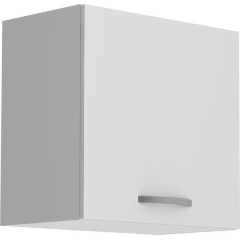 Meuble haut 1 porte OSLO - Blanc - L 60 x P 36 x H 58 cm (1/4)