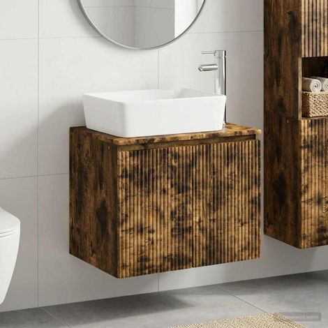 vidaXL Set di mobili per il bagno Rovere Fumo Legno ingegnerizzato (1/5)