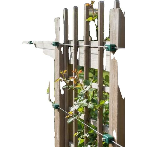Soportes de alambre para cercas de jardín, metal galvanizado, instalación rápida, color verde. (1/2)