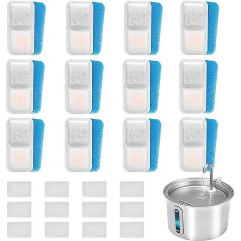 Filtres pour Fontaine à Chat, Filtres de rechange pour Fontaine à eau 2L pour Chat en Acier Inoxydable, Filtration 3 Couches, Filtration Charbon Actif-arbre-éponge ionique (1/5)