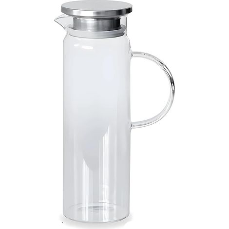 Carafe en verre borosilicaté - 1,7L - Acier inoxydable - Filtre passoire - Pour eau et jus - Lavable (1/4)