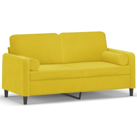 Canapé 2 places，Sofa pour Salon，Banquette avec oreillers décoratifs jaune 140 cm velours CFW139697 (1/5)