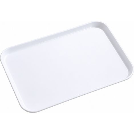 Plateau de service rectangulaire en plastique blanc, taille moyenne