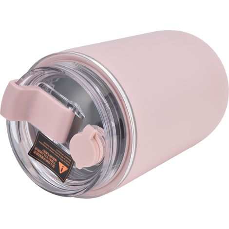 Großer, tragbarer Kaffeebecher, isolierter Edelstahlbecher mit Silikonhülle, Thermoskanne für unterwegs, rosa Geburtstagsgeschenk (1/5)