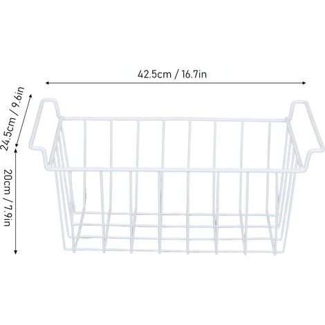 Ortviai Panier de rangement pour congélateur en métal avec revêtement PE – 2 unités, 42,5 x 24,5 x 20 cm (1/4)