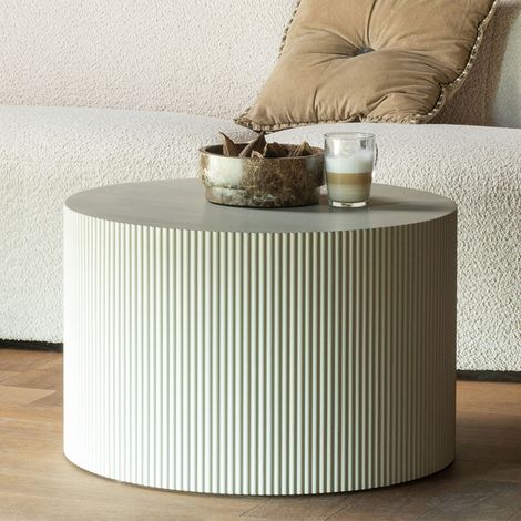 M&S – Table basse ronde 60cm en bois panneau de fibres – Style contemporain – H 40cm – Pour espaces modernes