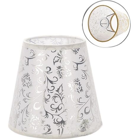 Abat-jour en tissu à clipser pour ampoule E14, argenté, lot de 3, lampe de table/lustre moderne (1/5)