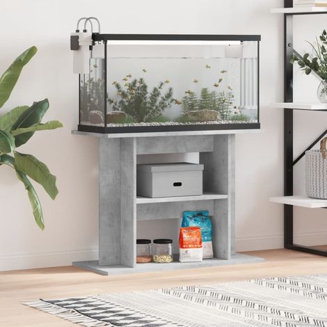 Meuble Support Gris Béton Aquariums 80 X 30-35 cm. 1 étagère Support solide et stable pour aquariums (1/5)