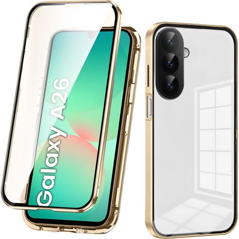 Custodia per Samsung Galaxy A26 5G, con doppio vetro magnetico, colore oro. (1/5)