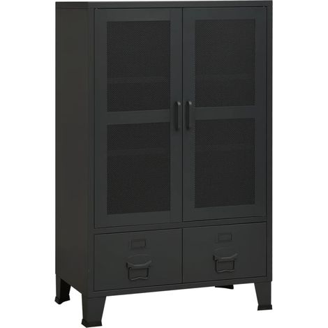 Armoire de rangement Design moderne, Armoire Etagère de rangement, industrielle Noir 70x40x115 cm Métal OIB3237E (1/5)
