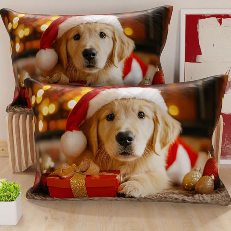 Paire de Housses de Coussin en Microfibre 50x70 cm, Coussins Décoratifs de Noël pour Chambre, Canapé, Salon, Lot de 2 Housses de Coussin, Taie d'oreiller de Noël 15