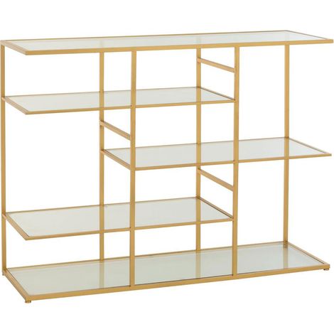 Console 5 niveaux 120x40x91 cm en verre et métal doré - KIKA