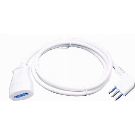 Vtizikl Prolunga Lineare Bianca 5 Mt Con Spina 10a 2p+t + Presa 10a 2p+t Cavo 90° 83271 - (1/2)