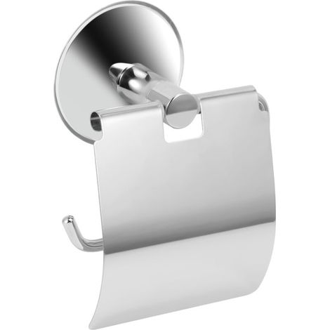 Robuster Toilettenpapierhalter aus Edelstahl mit Saugnapf-Wandbefestigung und Rollenhalter (1/4)