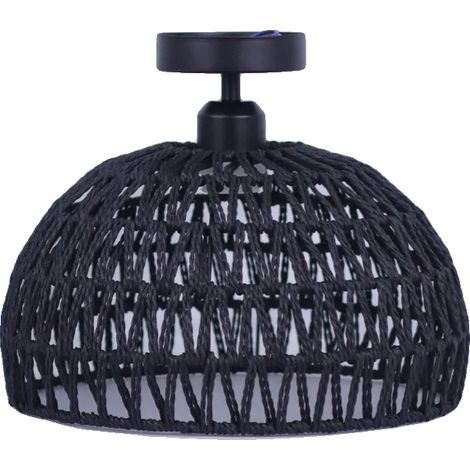 Plafonnier, en rotin tissé à la main, fonction dimmable, Noir, Pas d'ampoule (1/2)