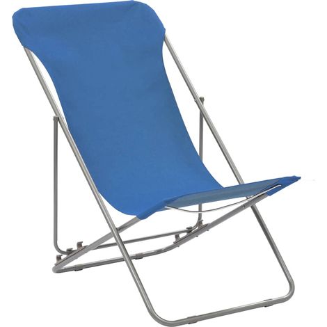 Lot de 2 Chaises de plage pliables, Chaises de relaxation, Acier et tissu oxford Bleu OIB8033E (1/5)