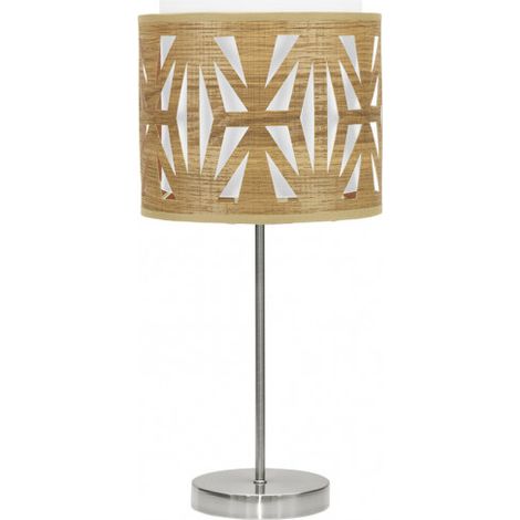 Lampada da Tavolo Katerina 1xe14 Nichel/Legno Chiaro 42x17x17 Cm