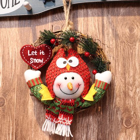 Guirlande Porte Noël - Homme De Neige Rustique En Rotin - Décoration Extérieure Intérieure Pour Porte Mur Jardin - 20 cm - 1 Pièce (1/5)