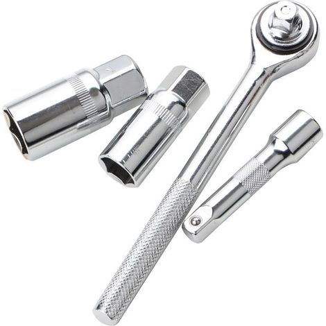 4 pièces clé à douille hexagonale pour bougies d’allumage – 16 mm et 21 mm, avec bague en caoutchouc, en acier au carbone, outil de démontage pour bougies d’allumage