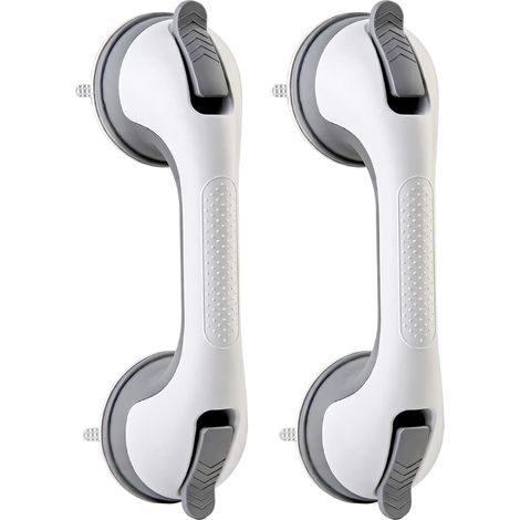 Barre d’appui douche sans perçage, lot de 2 poignées de sécurité à ventouse puissante, antidérapantes, maintien stable pour salle de bain, toilettes et surfaces lisses, aide à la mobilité (1/5)