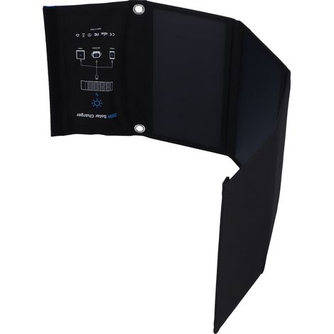 Panneau de charge solaire portable et pliable 5 V CC 28 W pour téléphones portables, idéal pour le camping et les voyages. (1/5)
